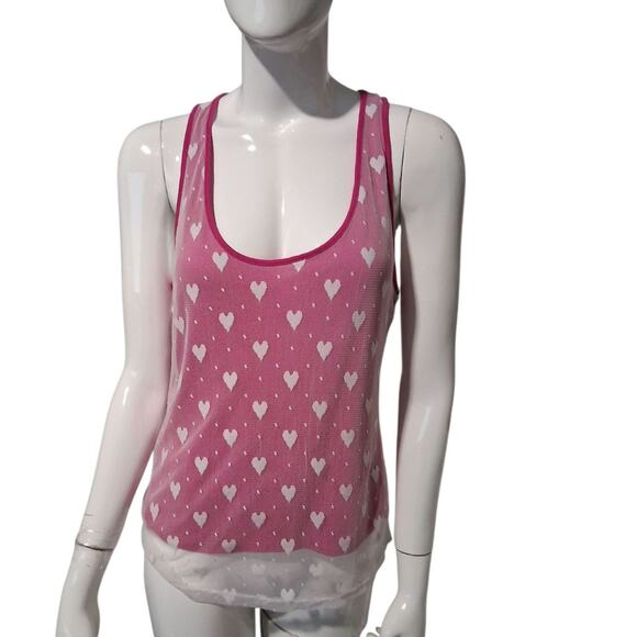 Y2K Vintage Wet Seal Women's size Large Heart Mesh Romantic Coquette Barbie Tank - Picture 1 of 13